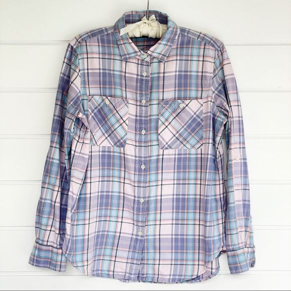 Lauren Ralph Lauren Double Pocket Soft Plaid Flannel Button Down Shirt Large - Picture 4 of 11